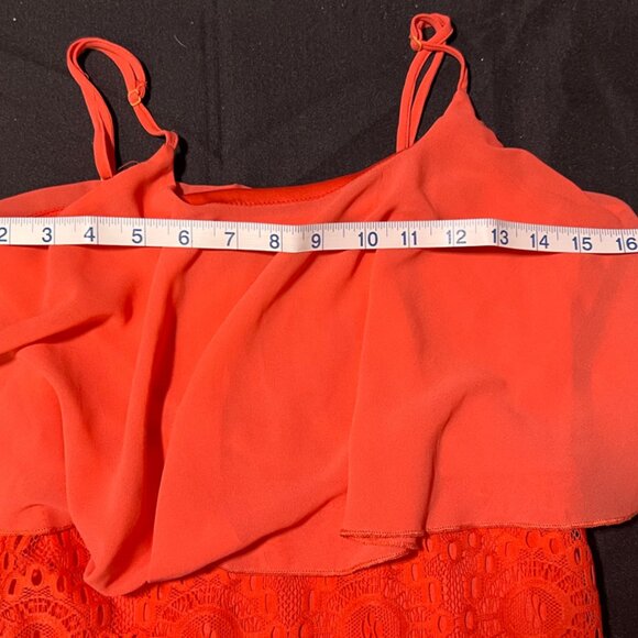 Trixxi Sz Small Coral Crochet Layered Tulle Adjustable Spaghetti Strap Top (D) - Picture 9 of 9